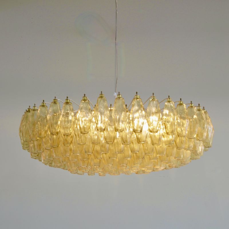 Large round Polyhedron Glass Chandelier by Carlo SCARPA