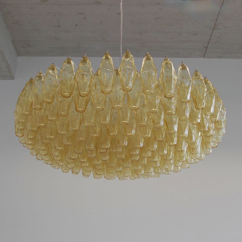 Large round Polyhedron Glass Chandelier by Carlo SCARPA