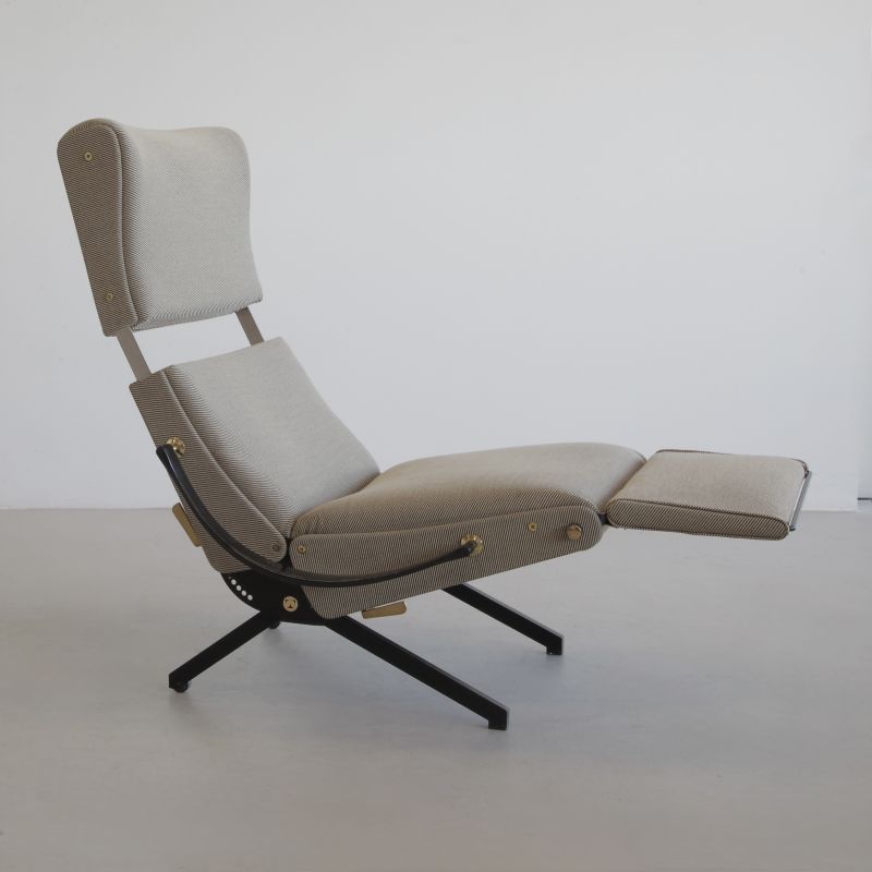 P40 Osvaldo BORSANI, (sand colourd upholstery) Reclining Lounge Chair