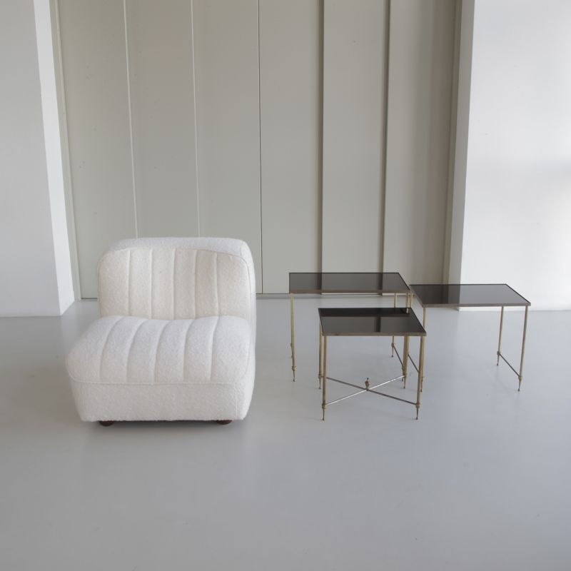 Set of 3 Metal Side Tables, France 1960s