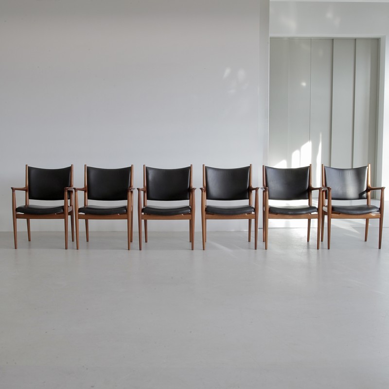 Set of 6 Arm Chairs by Hans WEGNER, Denmark 1960s