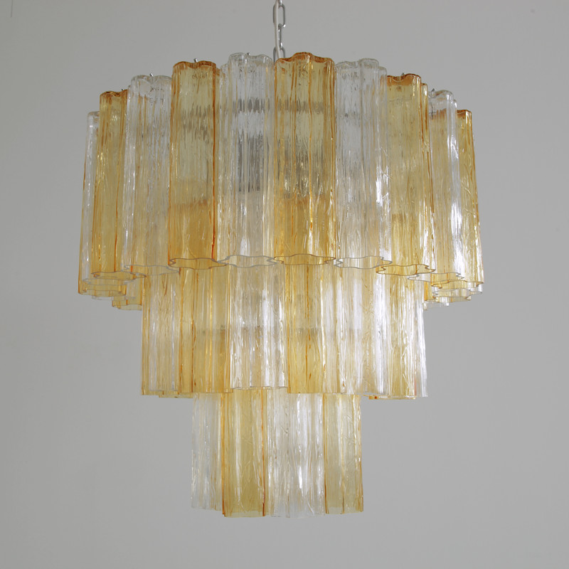 Tronchi MURANO Glass Chandelier (amber/ clear), Italy