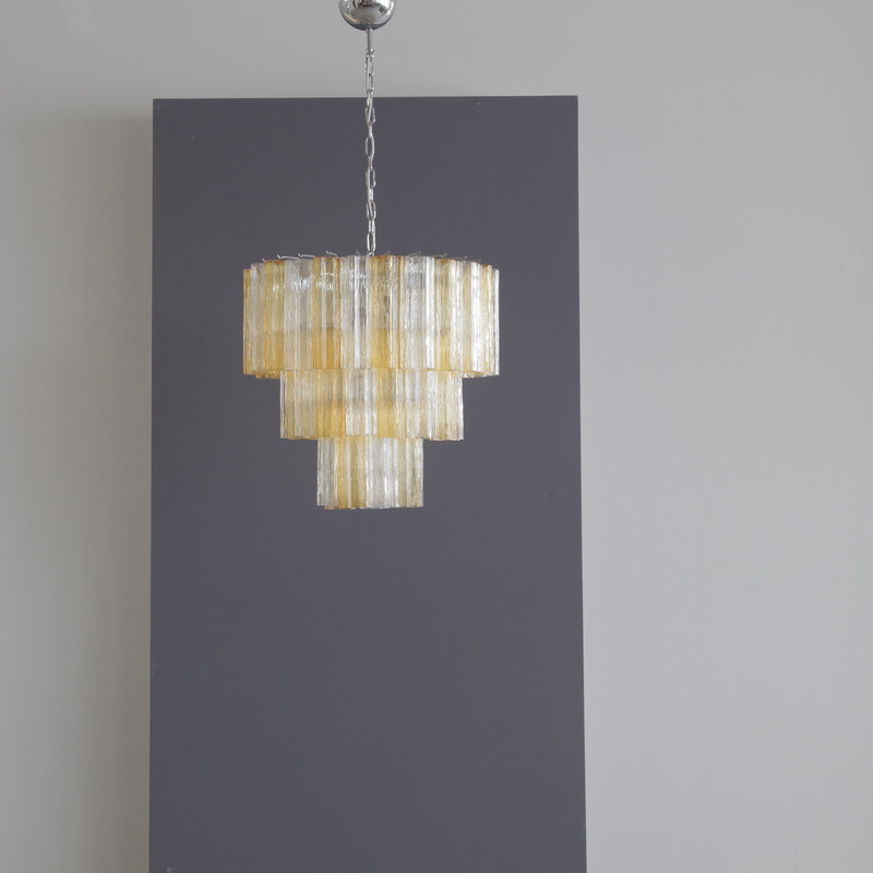 Tronchi MURANO Glass Chandelier (amber/ clear), Italy