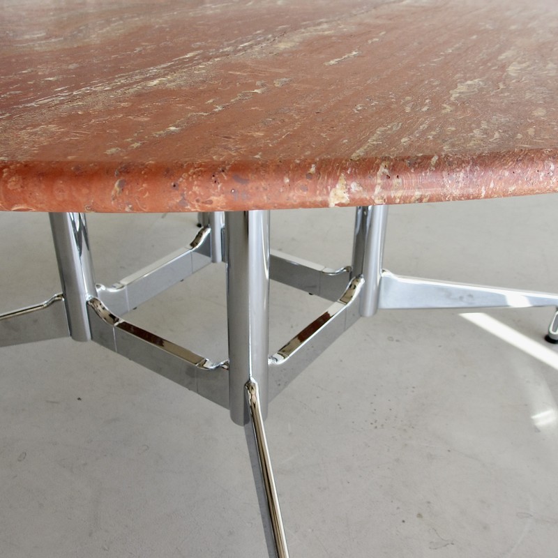 VITRA Dining Table with Travertine Stone top, design Charles & Ray EAMES