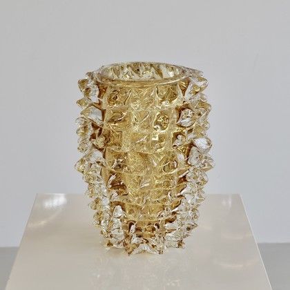 MURANO Glass Vase, Italy ( Yellow spikes)