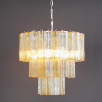 Tronchi MURANO Glass Chandelier (amber/ clear), Italy