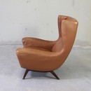 Brown Leather Lounge Chair by ILLUM WIKKELSO