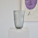 Signed MURANO Glass Vase, Italy (grey/ green))