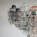 Very large 'Manubri' MURANO Glass Chandelier (clear/ light pink/ smoke).