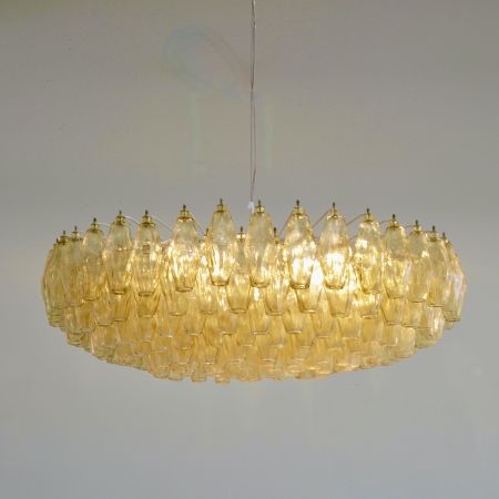 Large round Polyhedron Glass Chandelier by Carlo SCARPA