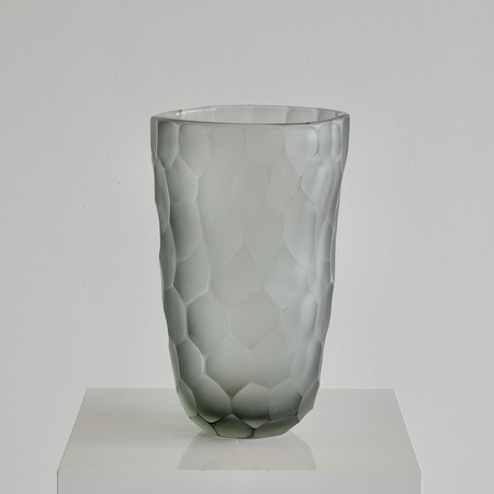 Signed MURANO Glass Vase, Italy (grey/ green))
